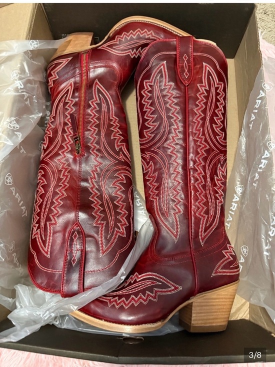 Ariat Shoes - Ariat Burgundy Red Leather WesternBoots - w side inside zipper, Women's